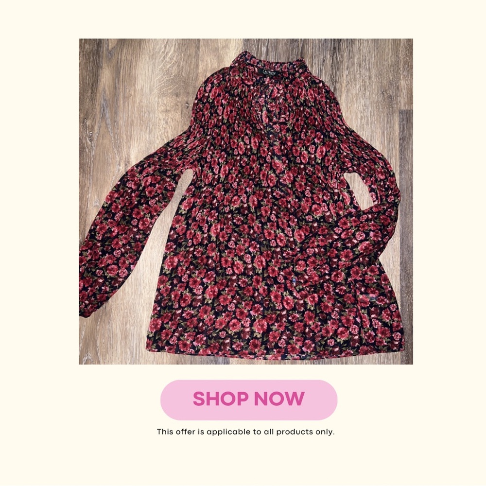 Ralph Lauren Floral Tie-Neck Blouse